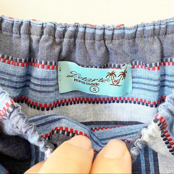 Letarte Blue Chambray Striped Off Shoulder Ruffle Sundress Coverup S - Picture 8 of 8